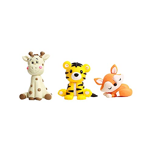 Unimall 6 Stück 3D Jungle Animal Cake Dekorationen Toppers Fox Tiger Giraffe Picks für Kinder Boy Girl Baby Shower Taufe Erste Geburtstagsfeier Supplies von Unimall Global