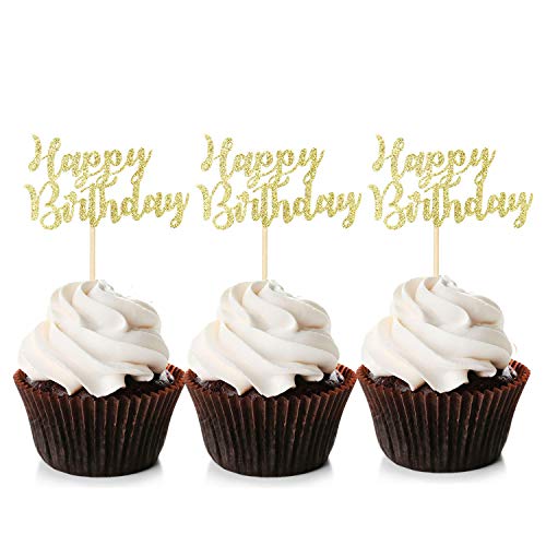 HDmirrorR Unimall Global 24 Stück Geburtstag Kuchen Topper Happy Birthday Cupcake Pick für Party Dekoration von Unimall Global