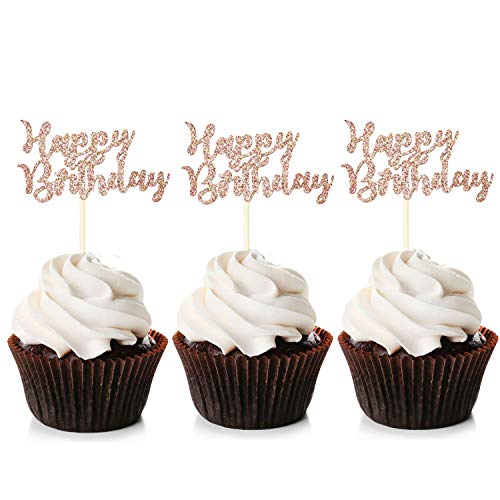 Unimall Global 24 Stück Happy Birthday Cupcake Toppers Roségold Geburtstag Torte Topper Happy Birthday Kuchendekoration Cake Toppers Unimall Global 24 Stück Happy Birthday Cupcake Toppers Roségold Geburtstag Torte Topper Happy Birthday Kuchendekoration Cake Toppers von Unimall Global