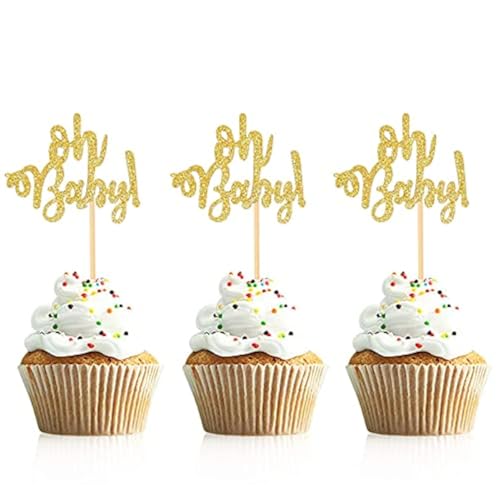 Unimall Global 24 Stück Oh Baby Cupcake Toppers für Geburtstag Babyparty Baby Shower Kuchen deko Party Dekorationen Kuchendekoration Tortenfigur Tortendeko Kuchenaufsätze, Gold Unimall Global 24 Stück Oh Baby Cupcake Toppers für Geburtstag Babyparty Baby Shower Kuchen deko Party Dekorationen Kuchendekoration Tortenfigur Tortendeko Kuchenaufsätze, Gold von Unimall Global