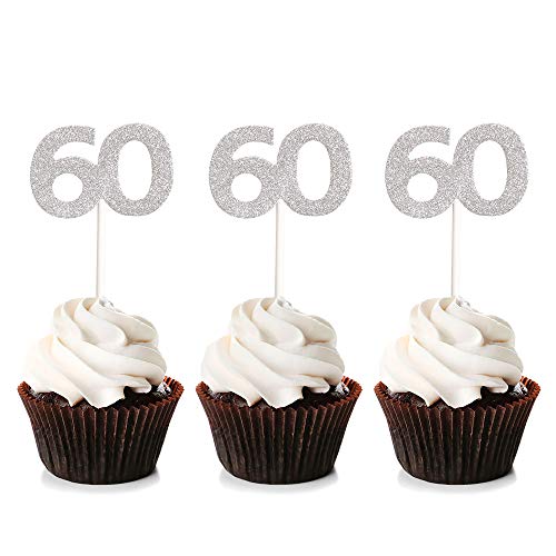 Unimall Global 24Pcs Silber Glitter Nummer 60 Cupcake Toppers 60. Jahrestag Geburtstag Cupcake Picks Kuchen Picks Party Dekoration Unimall Global 24Pcs Silber Glitter Nummer 60 Cupcake Toppers 60. Jahrestag Geburtstag Cupcake Picks Kuchen Picks Party Dekoration von Unimall Global