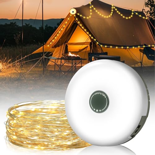 Aufrollbare Camping Lichterkette, 10M USB Lichterkette Mit 8 Lichtmodi, Wasserdicht IP44 Tragbar für Weihnachten Garten Terrasse Party von Unimeet