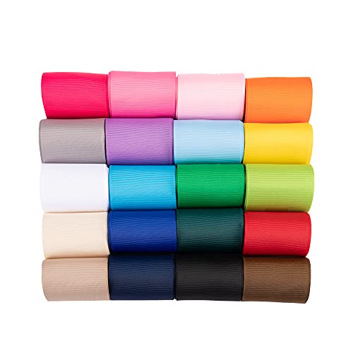 5,1 cm breites einfarbiges Ripsband, 50 mm x 2 m, insgesamt 40 Meter pro Paket, Sortiment mit 20 Farben, perfekt für Schleifen, Bastelarbeiten, Geschenkverpackungen 5,1 cm breites einfarbiges Ripsband, 50 mm x 2 m, insgesamt 40 Meter pro Paket, Sortiment mit 20 Farben, perfekt für Schleifen, Bastelarbeiten, Geschenkverpackungen von UnionJoy