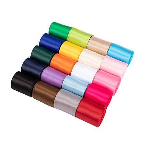 UnionJoy 3,8 cm Seiden-Satinband, doppelseitig, einfarbig, Bänder zum Basteln, für Haarschleifen, Geschenkverpackungen, Hochzeits-Party-Dekoration, 20 Farben mit je 2 m, insgesamt 40 Meter pro Paket von UnionJoy