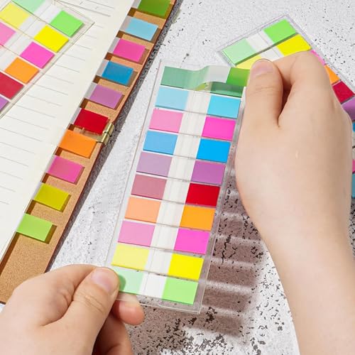 Unipampa Haftstreifen Haftmarker 200 Stück, Film Textstreifen, Beschreibbare Etiketten 10 Transluzente Farben, Klebemarkierungen Kleine Fahnen zum Markieren und Hervorheben von Seiten von Unipampa