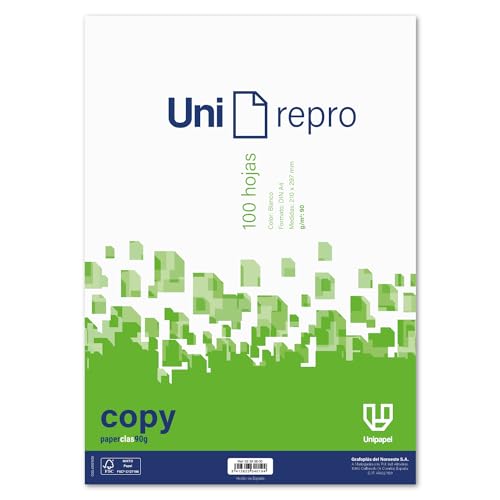 UNIPAPEL Packung mit 100 Blatt A4, glatt, 90 g, super starkes Papier für hochwertige und langlebige Drucke in Büros, Schulen und Zuhause. UNIPAPEL Packung mit 100 Blatt A4, glatt, 90 g, super starkes Papier für hochwertige und langlebige Drucke in Büros, Schulen und Zuhause. von Unipapel