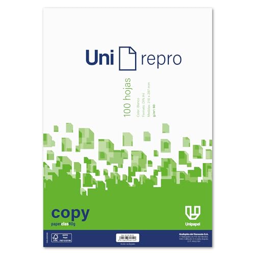 UNIPAPEL Packung mit 100 Blatt A4, glatt, 90 g, super starkes Papier für hochwertige und langlebige Drucke in Büros, Schulen und Zuhause. von Unipapel