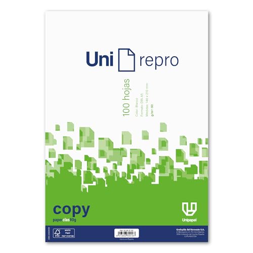 UNIPAPEL Packung mit 100 Blatt A5, glatt, 90 g, super starkes Papier für hochwertige und langlebige Drucke in Büros, Schulen und Zuhause. von Unipapel