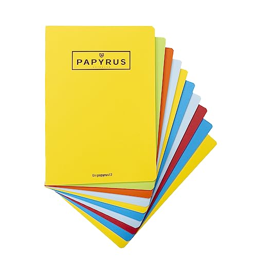 Unipapel 98430999 Notizbücher mit Heftklammern, A5+, 48 Blatt, 90 g/m², Prägung Deckel, Unipapyrus 13, zufällige Farbauswahl von Unipapel