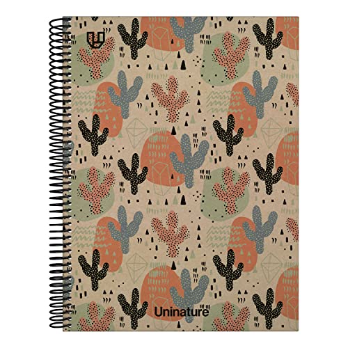 Unipapel | Notizbuch A4, Hartcover, 100% recyceltes Karton und Kraftpapier, 80 Blatt, 90 g, Uninature Design Cactus, FSC-recycelt, 100% von Unipapel