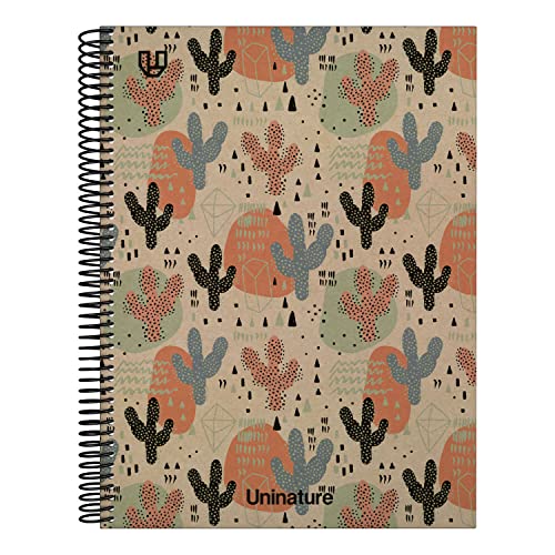 Unipapel | Notizbuch A4, Hartcover, 100% recyceltes Karton und Kraftpapier, 80 Blatt, 90 g, Uninature Design Cactus, FSC-recycelt, 100% von Unipapel