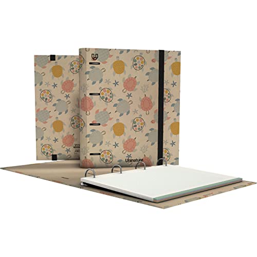 Unipapel - Ökologischer Ordner mit 4 Ringen, A4, enthält 100 recycelte Blätter, 90 g, kariert 5 x 5 | Farbbänder, Uninature Design Schildkröten | FSC Recycled 100% Ordner Unipapel - Ökologischer Ordner mit 4 Ringen, A4, enthält 100 recycelte Blätter, 90 g, kariert 5 x 5 | Farbbänder, Uninature Design Schildkröten | FSC Recycled 100% Ordner von Unipapel