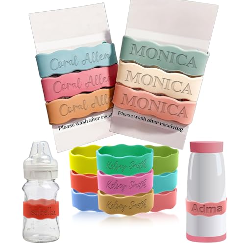 3 Stück custom Babyflaschen-Etiketten, personalisierte Kinder-Wasserflaschen-Namensbänder, personalisierte Silikon-Babyflaschen, personalisiertes Geschenk für Jungen, Mädchen, Weihnachten, Sommercamps von Uniqora