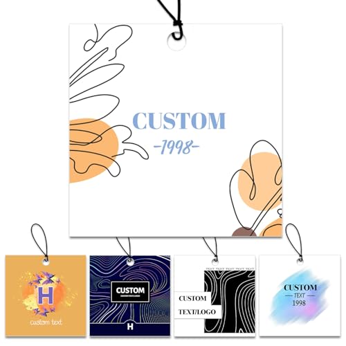 Uniqora Individuelle Hängeetiketten, personalisierte Kleidungsanhänger mit Logo und Text für handgefertigte Artikel, Business, Bekleidung, Schmuck, Hochzeiten, Muttertag, Geschenk-Etiketten (Stil 2) Uniqora Individuelle Hängeetiketten, personalisierte Kleidungsanhänger mit Logo und Text für handgefertigte Artikel, Business, Bekleidung, Schmuck, Hochzeiten, Muttertag, Geschenk-Etiketten (Stil 2) von Uniqora