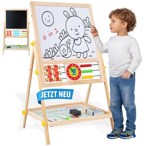 Unique Nature Montessori Board - Holztafel 6 in 1 – Magnetkreide Tafel für Kinder, Doppelseitig, Höhenverstellbar, Kreativitätsfördernd, Ideal für Lernen, Malen & Zählen, 1-6 Jahre Unique Nature Montessori Board - Holztafel 6 in 1 – Magnetkreide Tafel für Kinder, Doppelseitig, Höhenverstellbar, Kreativitätsfördernd, Ideal für Lernen, Malen & Zählen, 1-6 Jahre von Unique Nature