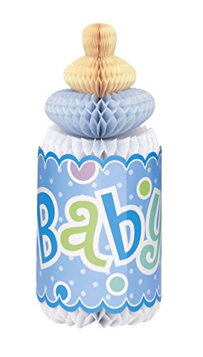 Babyparty-Dekoration - 30 cm - Flaschenförmige Wabendekoration - Blaues Punktmuster von Unique Party Supplies