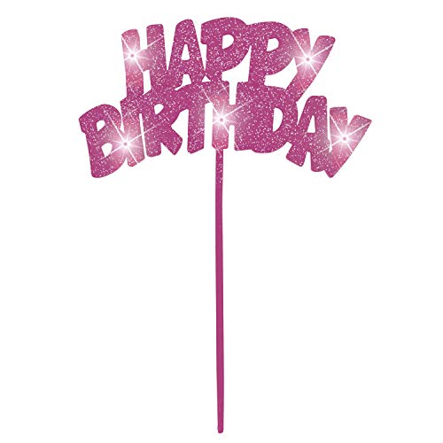 Blinkende Geburtstagskuchen dekoration - "Happy Birthday" - Rosa von Unique