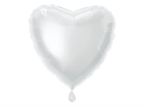 Herzförmiger Folien-Luftballon - 45 cm - Weiß von Unique