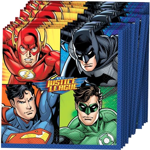 Papierservietten - 16,5 cm - Justice League-Party - Packung mit 16 Stück von Unique