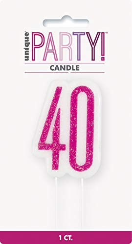 Kerze zum 40. Geburtstag - Glitzer Rosa & Silber Geburtstag von Unique