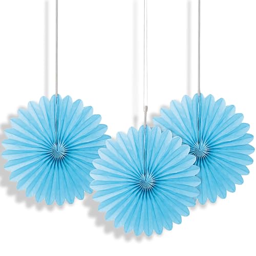Kleine Fächerdekorationen aus Seidenpapier - 15 cm - Hellblau - 3er-Packung Kleine Fächerdekorationen aus Seidenpapier - 15 cm - Hellblau - 3er-Packung von Unique