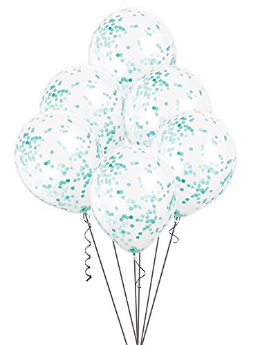 Konfetti-Luftballons - 30 cm - Blaugrün - 6er-Pack von Unique
