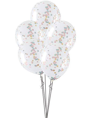 Konfetti-Luftballons - 40 cm - Stern-Konfetti in Rosa, Blau und Gold - 5er-Pack von Unique
