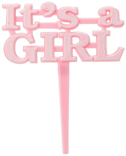 Kunststoff-Babyparty-Cupcake-Toppers - "It's A Girl" - Rosa - 8er-Packung von Unique
