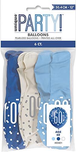 Latex-Luftballons zum 60. Geburtstag - 30 cm - Glitzer Blau & Silber Geburtstag - 6er-Packung Latex-Luftballons zum 60. Geburtstag - 30 cm - Glitzer Blau & Silber Geburtstag - 6er-Packung von Unique