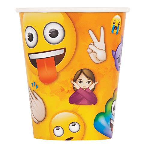Papierbecher - 266 ml - Regenbogen Spaß Emoji Party - 8er-Pack von Unique Party
