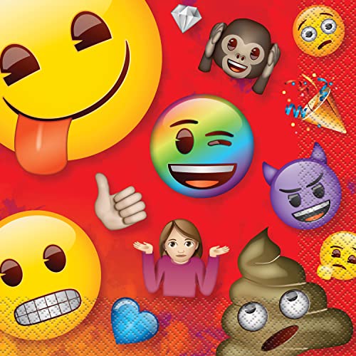 Papierservietten - 16,5 cm - Rainbow Fun Emoji Party - Packung mit 16 Stück von Unique Party