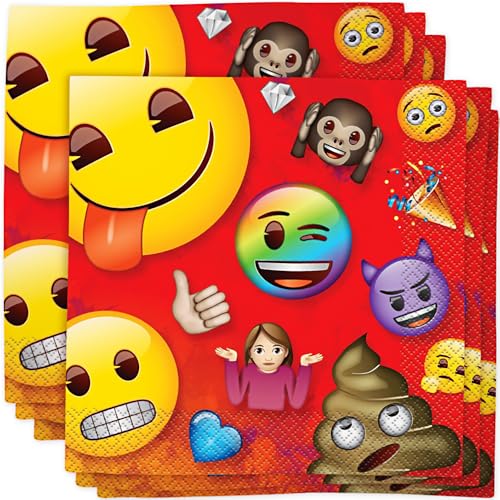 Papierservietten - 16,5 cm - Rainbow Fun Emoji Party - Packung mit 16 Stück von Unique Party