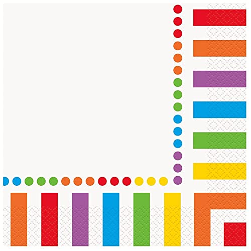 Papierservietten - 16,5 cm - Regenbogen-Party - Packung mit 16 Stück von Unique Party
