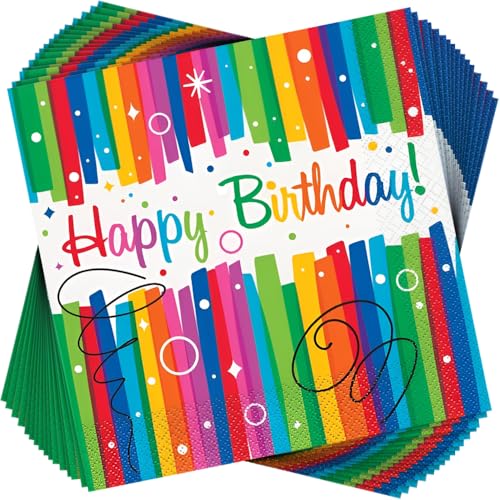 Papierservietten - 16,5 cm - Regenbogenschleifen-Geburtstagsfeier - Packung mit 16 Stück Papierservietten - 16,5 cm - Regenbogenschleifen-Geburtstagsfeier - Packung mit 16 Stück von Unique