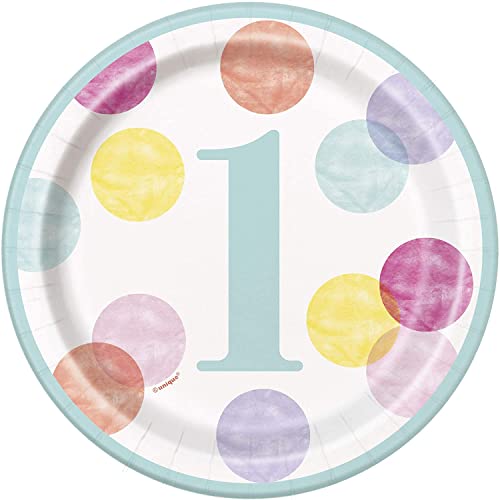 Pappteller - 18 cm - Rosa Punkte 1. Geburtstag - Packung mit 8 Stück Pappteller - 18 cm - Rosa Punkte 1. Geburtstag - Packung mit 8 Stück von Unique Party