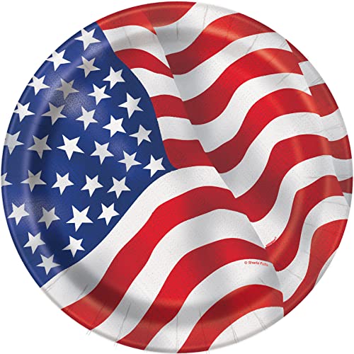 Pappteller - 18 cm - US-amerikanisches Flaggendesign - Packung mit 8 Stück von Unique Party