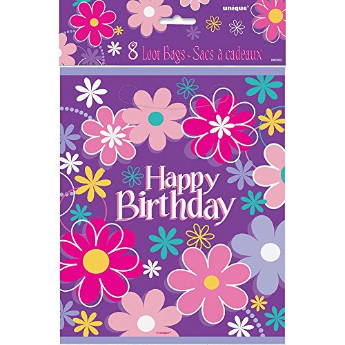 Partytaschen - Geburtstagsparty mit Blütendesign - 8er-Pack von Unique