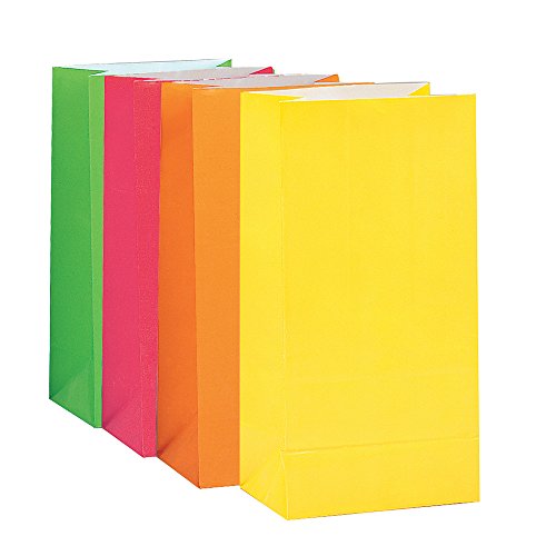 Partytaschen aus Papier - Neon-Sortiment - 10er-Pack von Unique