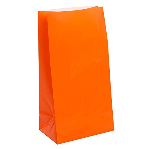 Partytaschen aus Papier - Orange - 12er-Pack von Unique