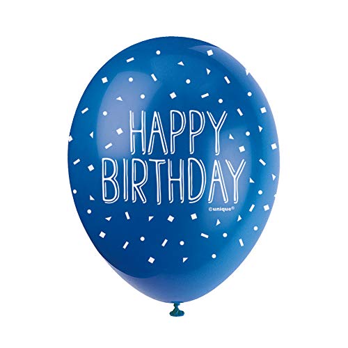 Perlmutt-glänzende Latex-Geburtstags-Luftballons - 30 cm - Blau Gemischt - 5er-Pack von Unique
