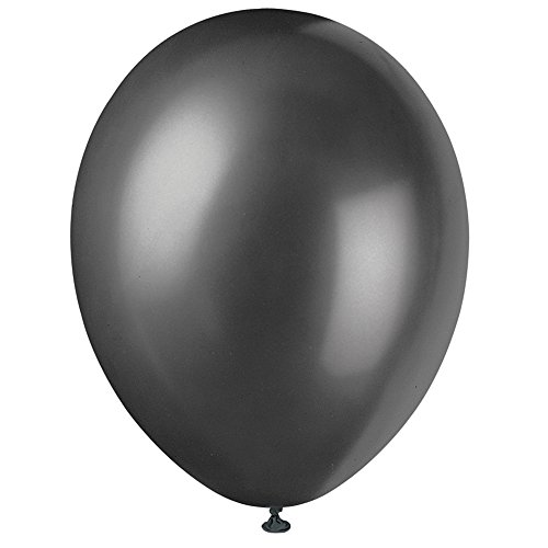 Perlmutt-glänzende Latex-Party-Luftballons - 30 cm - Schwarz - Packung mit 50 Stück von Unique Party