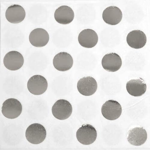 Punktmuster-Papierservietten - 13 cm - Silberfolie - Packung mit 16 Stück Punktmuster-Papierservietten - 13 cm - Silberfolie - Packung mit 16 Stück von Unique
