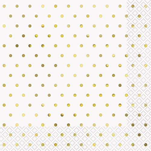 Punktmuster-Papierservietten - 16,5 cm - elegantes Goldfoliendesign - Packung mit 16 Stück von Unique