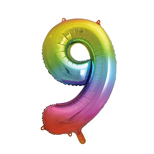 Riesenzahl 9 Luftballon - 86 cm - Regenbogenfarben Riesenzahl 9 Luftballon - 86 cm - Regenbogenfarben von Unique
