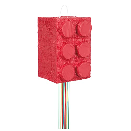 Roter Baustein Pinata - Zugschnur von Unique Party Supplies
