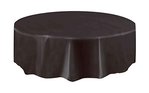 Runde Kunststoff-Tischdecke - 2,13 m - Schwarz von Unique