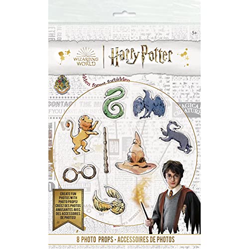 Unique Party 23590 - Requisiten für die Fotobox – Harry Potter Party – 8er Set von Unique