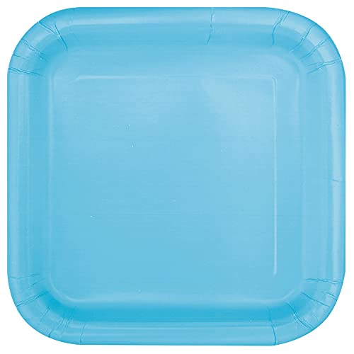 Unique Party 30900EU Quadratische Umweltfreundliche Pappteller-18 cm-Hellblau Farbe-Packung mit 16 Stück, Light Blue von Unique Party