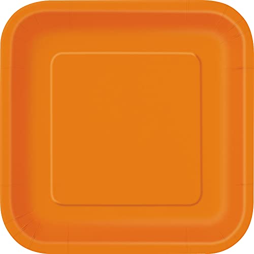Unique Party 32341EU Quadratische Umweltfreundliche Pappteller-23 cm-Orange Farbe-Packung mit 14 Stück Unique Party 32341EU Quadratische Umweltfreundliche Pappteller-23 cm-Orange Farbe-Packung mit 14 Stück von Unique