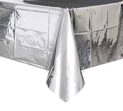 Kunststoff-Tischdecke - 2,74 m x 1,37 m - Silberfolie von Unique